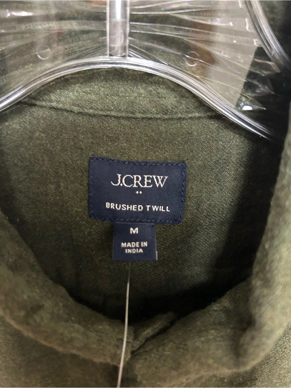 J. Crew Brushed Twill HEV Dark Olive Green Button-Down Shirt (Size M)